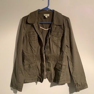 Ann Taylor Loft Army Olive green Military style jacket Sz 6